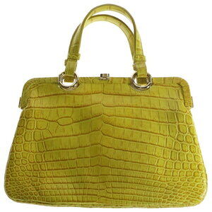 Bottega Veneta Crocodile Handbag Leather Yellow